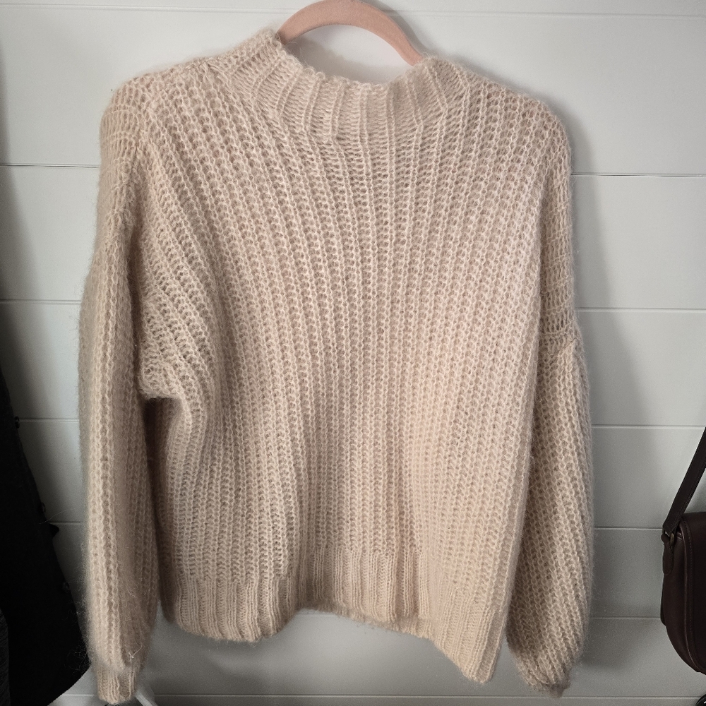 Sezane La Maille Pull Orich Super Kid Mock Neck Sweater Balloon Sleeves Size XS - Picture 4 of 7
